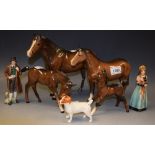 A Beswick model, of a horse, brown glaze; another, smaller; others,