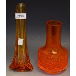 A Whitefriars Tangerine mallet vase, from the textured range, designed by Geoffrey Baxter,