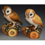 Royal Crown Derby - a study of a brown owl resting on a naturalistic stump,