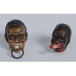 Sewing - a mid 20th century celluloid novelty tape measure, as the head of a black man,