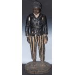 A large early 20th century carved softwood, gesso and painted shop display figure,