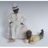 A late 19th century Continental bisque porcelain model, of a dapper black man,