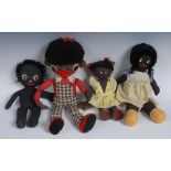 A mid 20th century felt and cotton doll, as a comical black man,