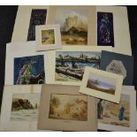 An interesting folio of watercolours,