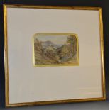 English School (19th century) Extensive Landscape with Castle on the Coast watercolour,