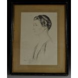 Al** St** Portrait of a Society Lady signed, dated 1927, pencil drawing,