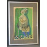 Continental School (20th century) Mother and Child indistinctly signed, mixed media, 41.