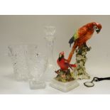 A Nao model of a Parrot (faults); a cut glass ice bucket; decanter;