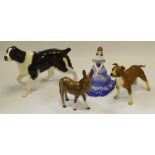 Ceramics - a Beswick Donkey Foal; a Coalport Dubutante figure Melanie; a Beswick Springer Spaniel;