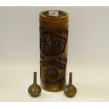 A Chinese bamboo brush pot;