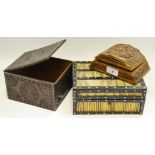 Boxes & Objects - an Anglo Indian inlaid and porcupine quill box; a carved lace box;