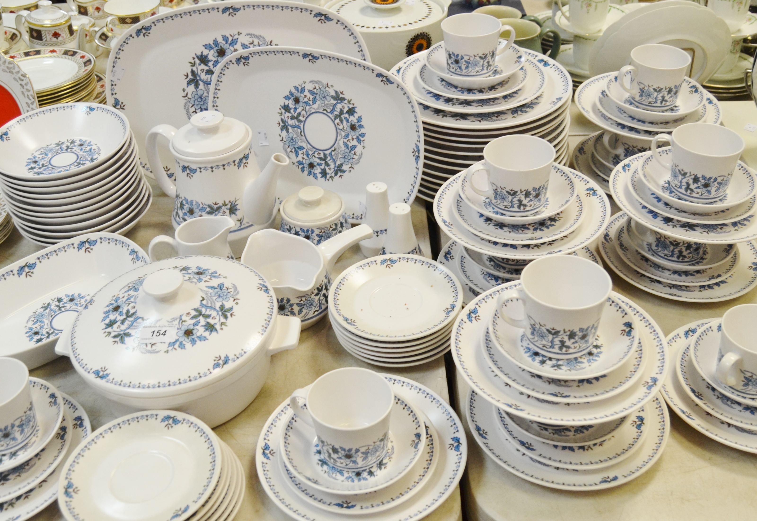 A Noritake Blue Moon pattern dinner service for twelve inc tureen, two graduated oblong platter,