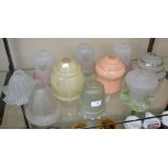 Glass light shades to include Art Nouveau, frosted glass, Art Deco style,