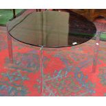 A Mies Van Der Rohe style Barcelona coffee table, chrome X frame stand,