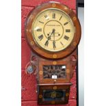 A Victorian inlaid wall clock,