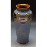 A Royal Douton stoneware tapering cylindrical vase, by Lily Partington,