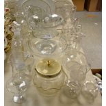 Glassware - a Victorian cut glass pedestal fruit bowl; others, etched celery vases, jugs, vases,