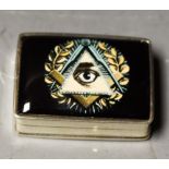 Masonic - a sterling silver rectangular pill box and cover,