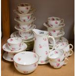 A Royal Crown Derby tea set, decorated with roses, printed marks, c.