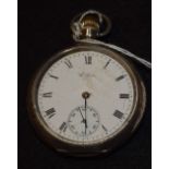 A silver Waltham pocket watch, top wind, 17 jewel adjusted movement,