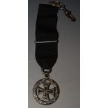 Medals -a miniature 1914 Iron cross within wreath frame, dated 1914, black silk ribbon,