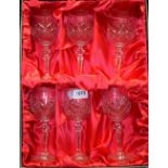 A set of six 24% lead crystal wine glasses,