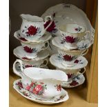 Royal Albert - a Sweet Romance tea service, five cups, six saucers,