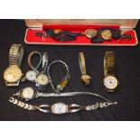 Watches - a 9ct gold cased lady's dress watch; others (3); a Timex dress watch;