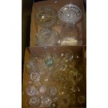 Glassware - cut glass drinking glasses, jars, etc; pressed glass, Victorian onwards including bowls,