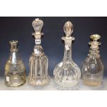 Decanters - an early Victorian cut decanter, three drip rings; a Victorian bell shape decanter,