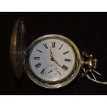 A silver coloured metal hunter pocket watch, the case embossed with George and the Dragon,