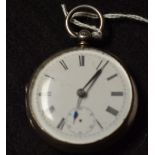 A silver pocket watch, fusee movement,