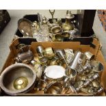 Metalware - an EPNS part tea service; a silver plated condiment stand; a canteen of flatware;