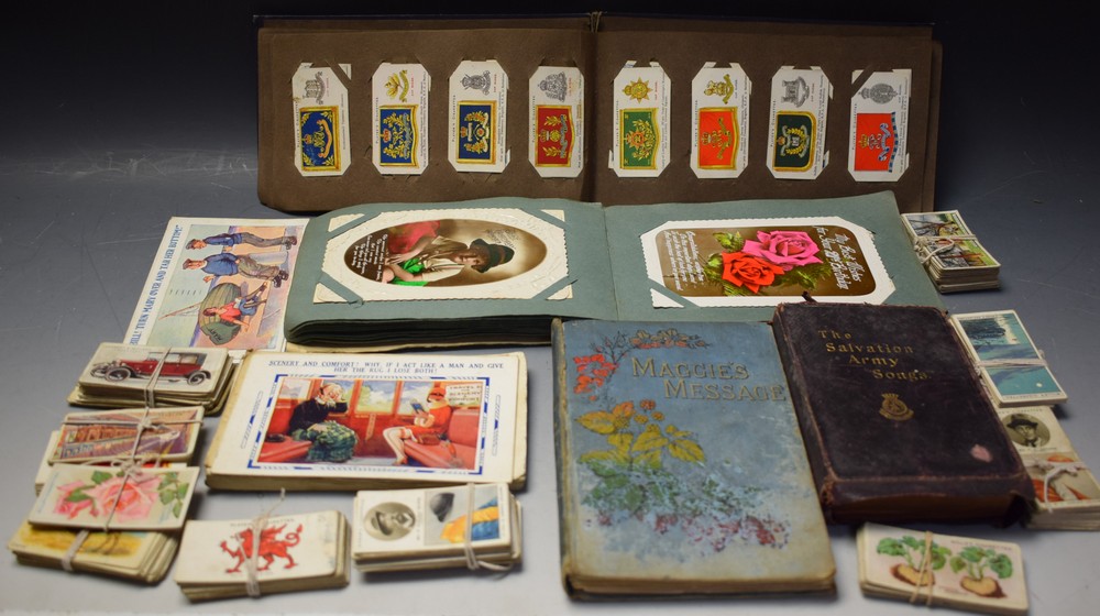 Postcards, early 20th century and later, mainly coloured and sentimental, Salvation Army silk,