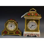 A Royal Crown Derby 1128 imari mantel clock; another,