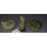 A Chinese carved jade roundel, horse and ape, 5.
