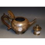 A 19th century George II style bullet shaped teapot; a silver sconce,