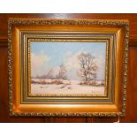 James Wright Winter Scene signed, titled to verso, oil on board, 17cm x 12cm,