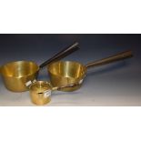 A WMF brandy warmer with turned wooden handle; a brass pan,