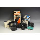 Cameras - a 1980s Nikon EM camera body, e series, 50mm lens; others Tamron 28-70mm,