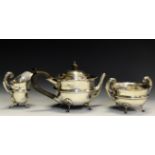 A three piece silver service, Walker and Hall, marked Birmingham (500g approx,
