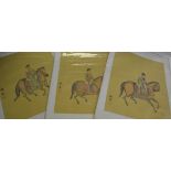 Eastern School - a set of three Japanese paintings, Riders on Horse Back,