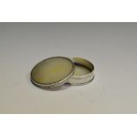 A 19th century silver coloured metal mounted mother of pearl snuff box