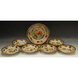 A Staffordshire, Wood and Sons, Verona pattern part dessert service. decorated in the Imari palette.