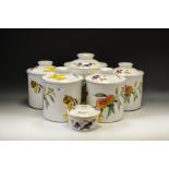 Worcester Evesham pattern- individual tureen and cover; storage jars;