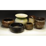 Bretby ware - bronze finished jardinieres ;