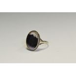 A Blue John mounted in silver signet ring