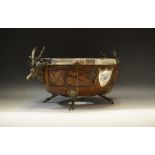 A Victorian EPNS mounted fruit bowl, Stag Head mask handles,