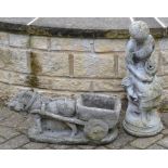 Garden Statutary - a composite stone Horse and Cart planter;