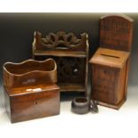 Ephemera - a Victorian mahogany tea caddy; letter box;